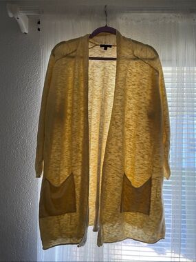 Eileen Fisher Light Yellow Open-Front Knit Cardigan